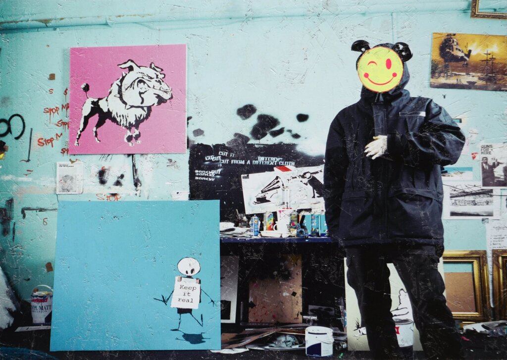 Banksy in his own art studio during the early 2000s  Anonymous Ten (4/10) Steve Lazarides