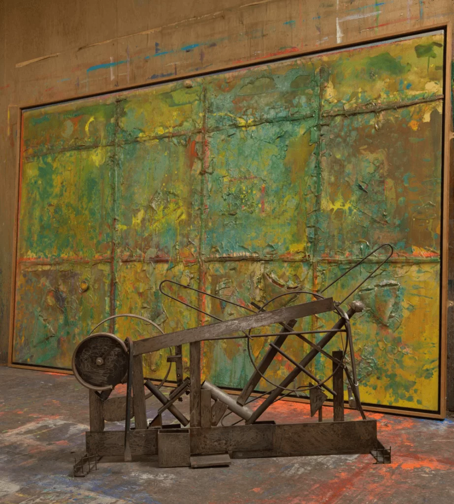 Frank Bowling, Sasha's Green Bag, 1988, and Hrund, 1991