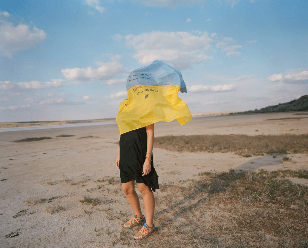 Self-portrait at Kuyalnyk estuary (assisted by Anna Kravchenko), Odesa, Ukraine. 2022