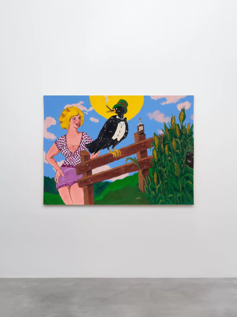 Robert Colescott, "Old Crow on the Fence," 1978