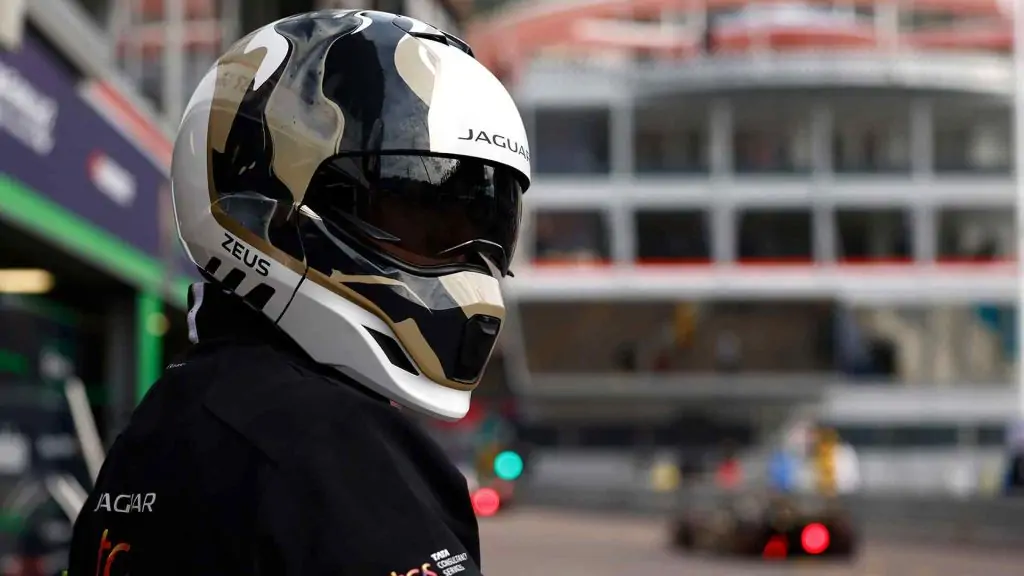 Jaguar TCS Racing and artist Craig Black debut exclusive helmets at the 2024 Monaco E-Prix