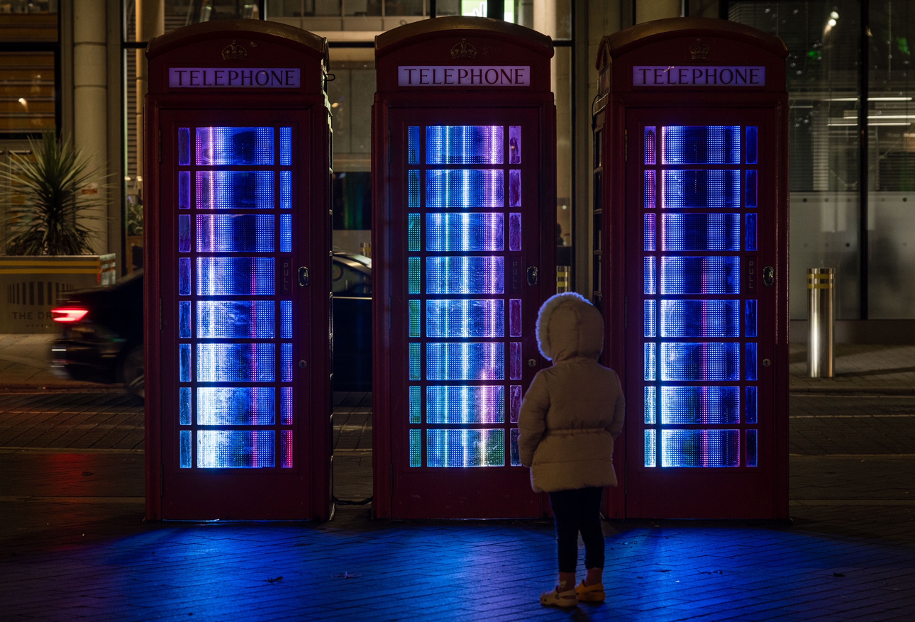 Digital Artists Revive Historic Phone Boxes in Wembley Park with "Trialogue"